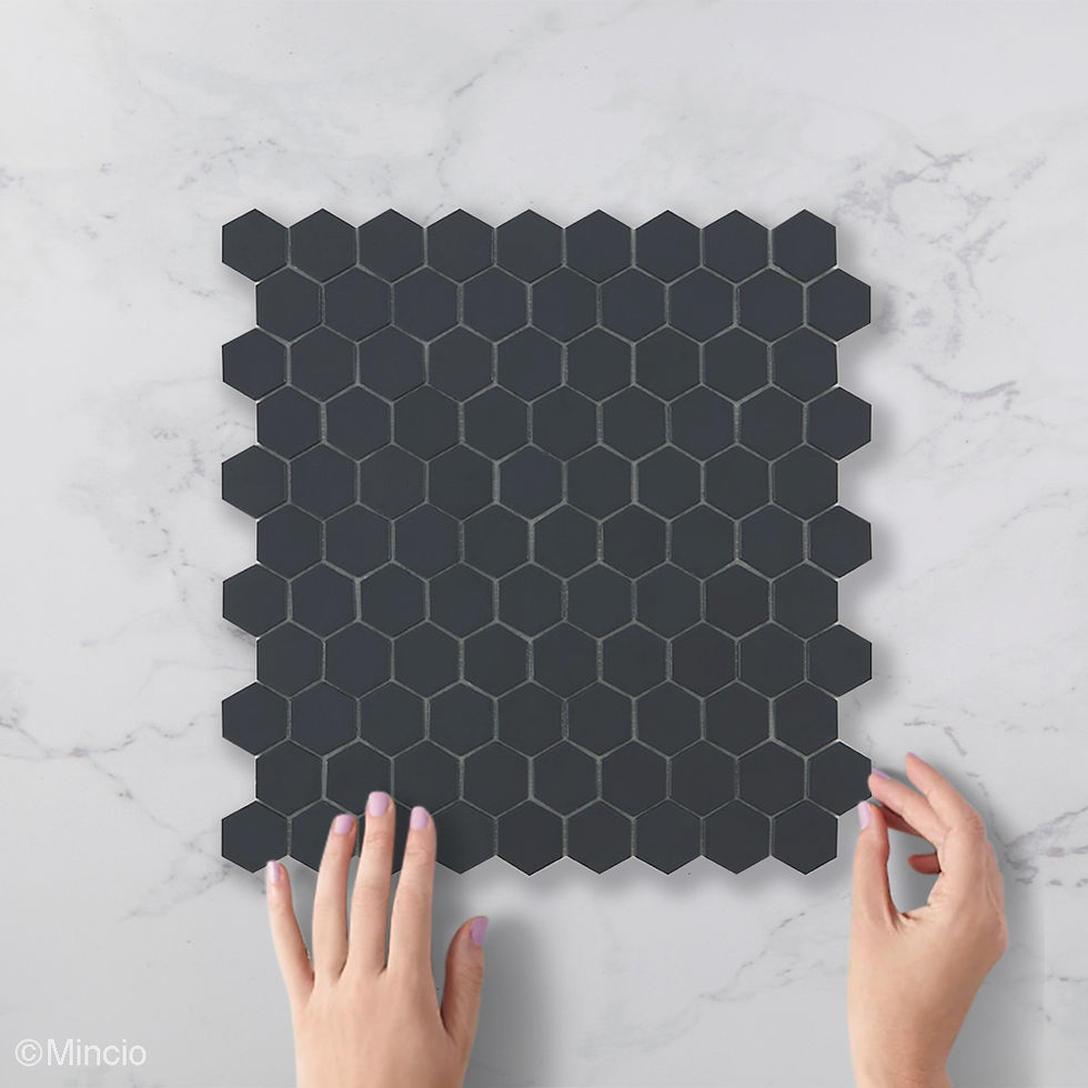 Matt Zwart Hexagon Glasmozaïek Tegels