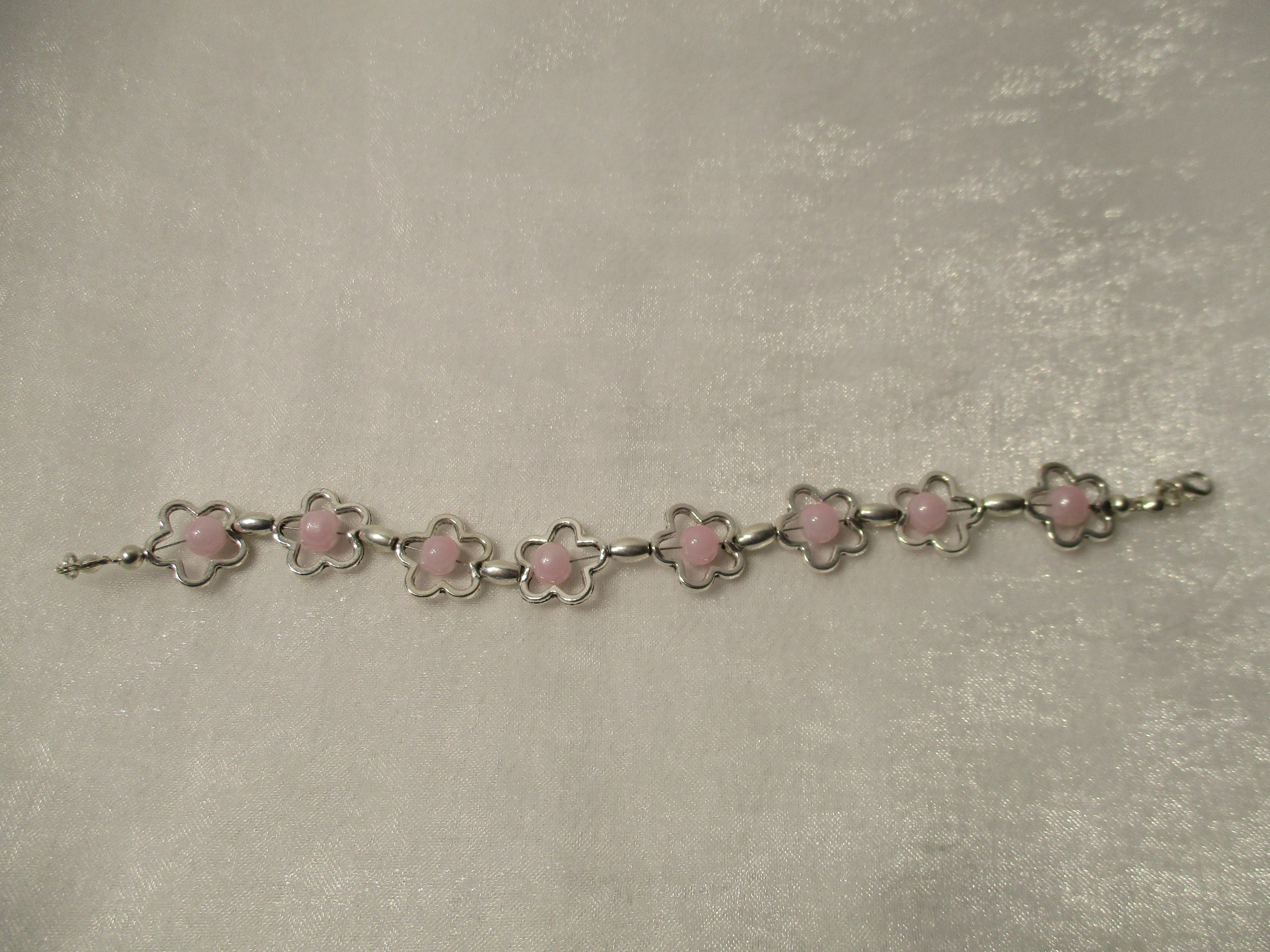 Bracelet perles de cristal de quartz rose (réf: U144)