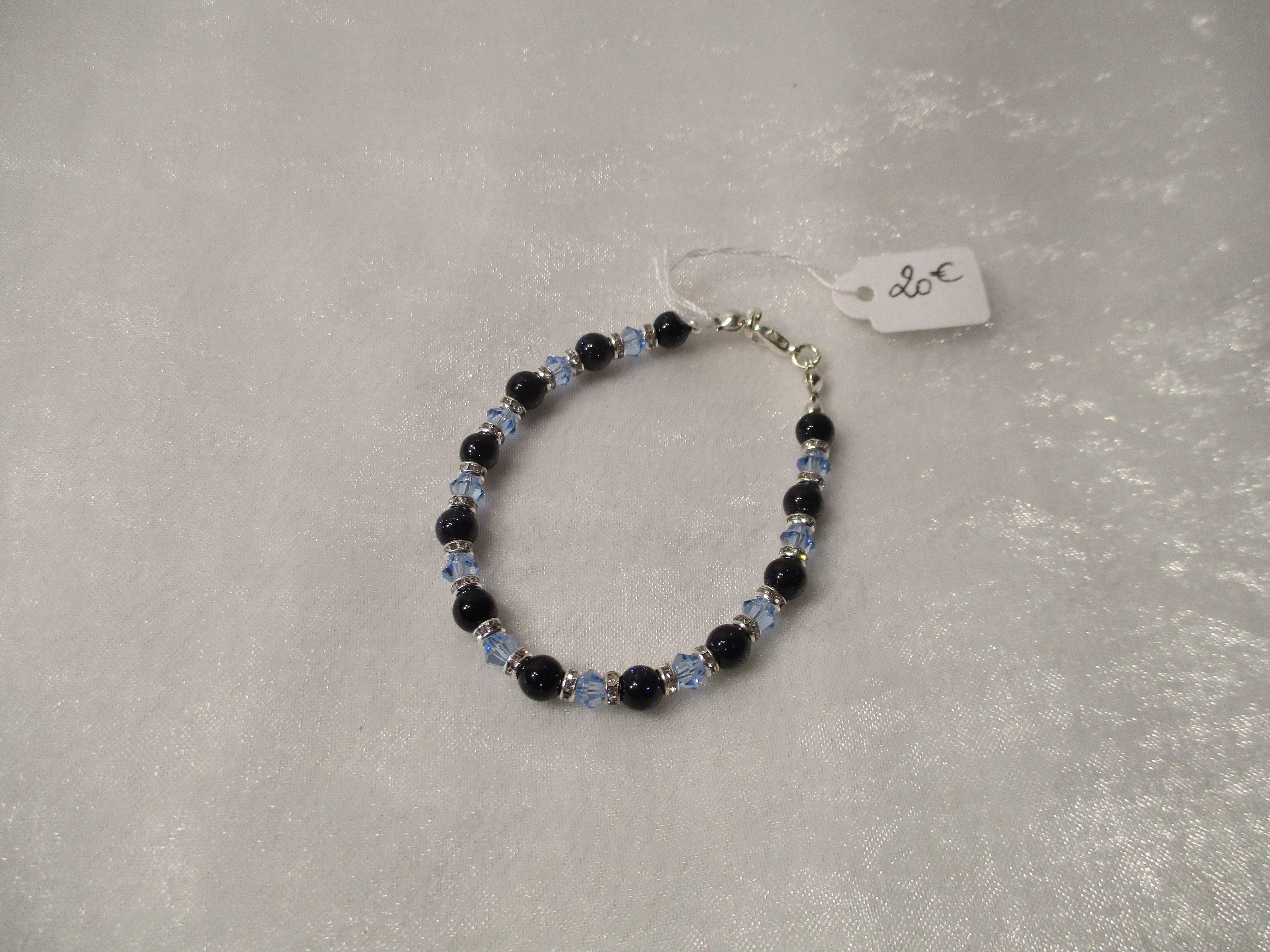 Bracelet perles de cristal et Lapi Lazuli (réf: U113)