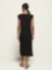 Thumbnail: Nation Los Angeles Kalee Column Midi.  Easy cotton jersey black dress.  Featuring bow tie detailing.  Back view.