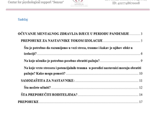 Preporuke za djecu, roditelje i nastavnike u cilju očuvanja mentalnog zdravlja djece