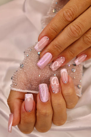 pink nail art