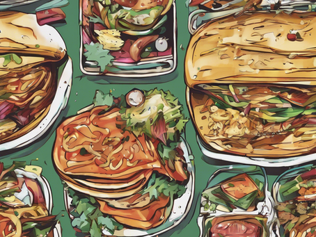 Plates with meat on them