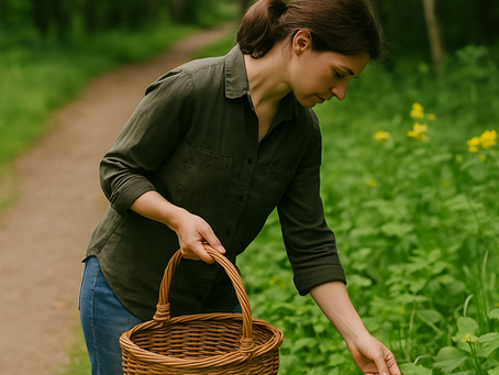 A person picking wild edibles