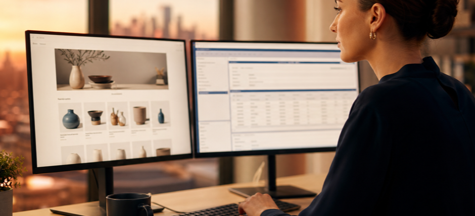 Shopify and NetSuite integration across two monitors