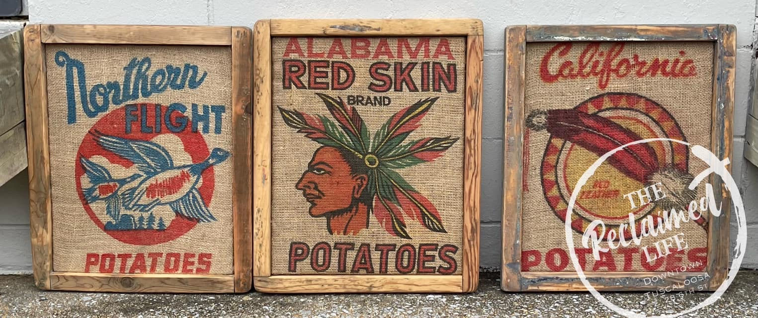 Vintage Burlap framed