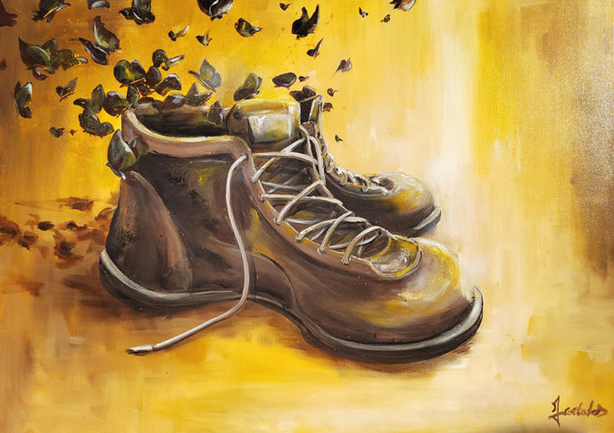 Œuvre Marche sur le Danube peinture acrylique sur toile 