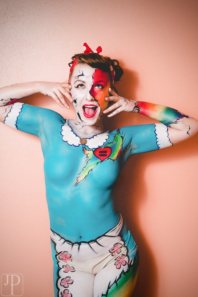 Love Wins body paint by artist Sarah Pearce with Earth Fairy Entertainment in Po