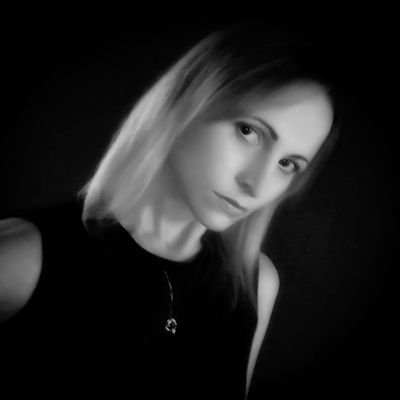 A black and white picture of a woman