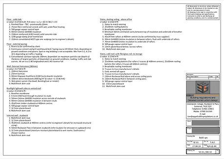 Construction build-up document defining materials and technical requirements