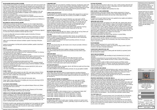 Construction notes and specification forming part of a detailed tender package