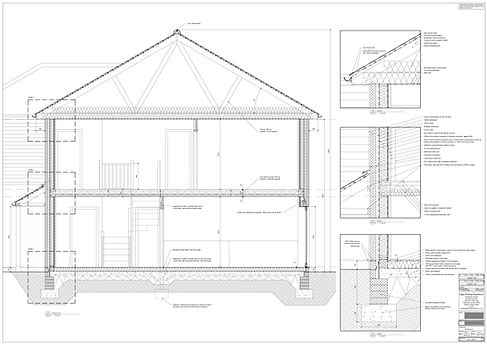 Detailed building section showing coordinated technical construction information