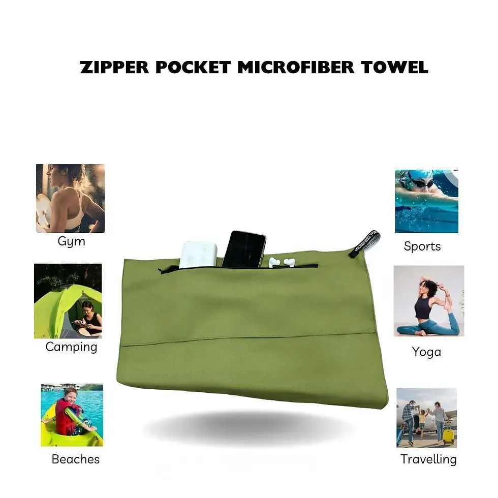 Thumbnail: Gym Sports Towel With Zipper Pocket