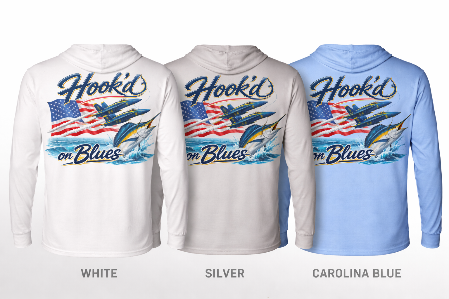 Hook'd on Blues UPF50 Hooded Performance Pullover