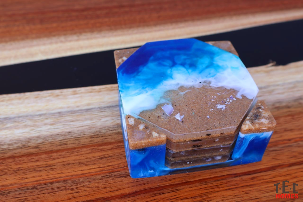 Epoxy Ocean Coaster Sets
