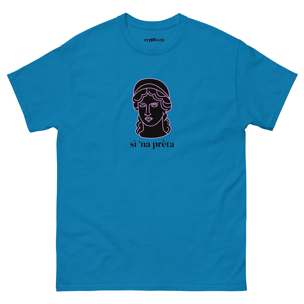Miniatura: Sì ’na Prèta T shirt Unisex Stampa Nera