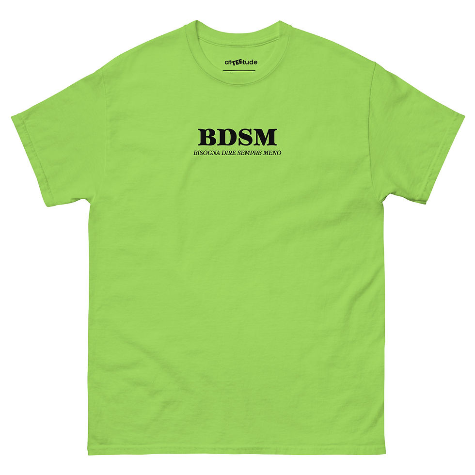 Miniatura: Bisogna Dire Sempre Meno T shirt Unisex Stampa Nera
