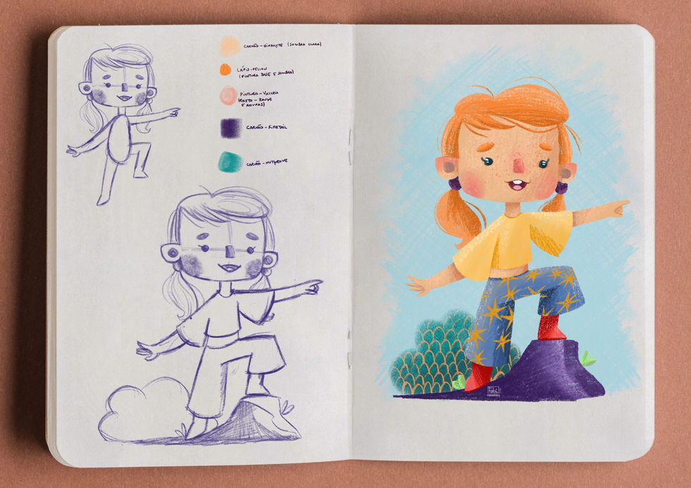 Sketchbook and character design experiments – illustration process