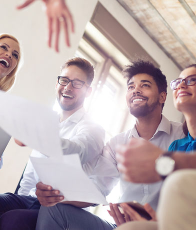 Successful business group working at the