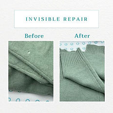 Knitwear restoration showing invisible mending repair results