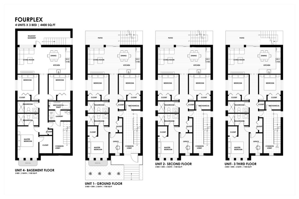 Fourplex Units-3Bed