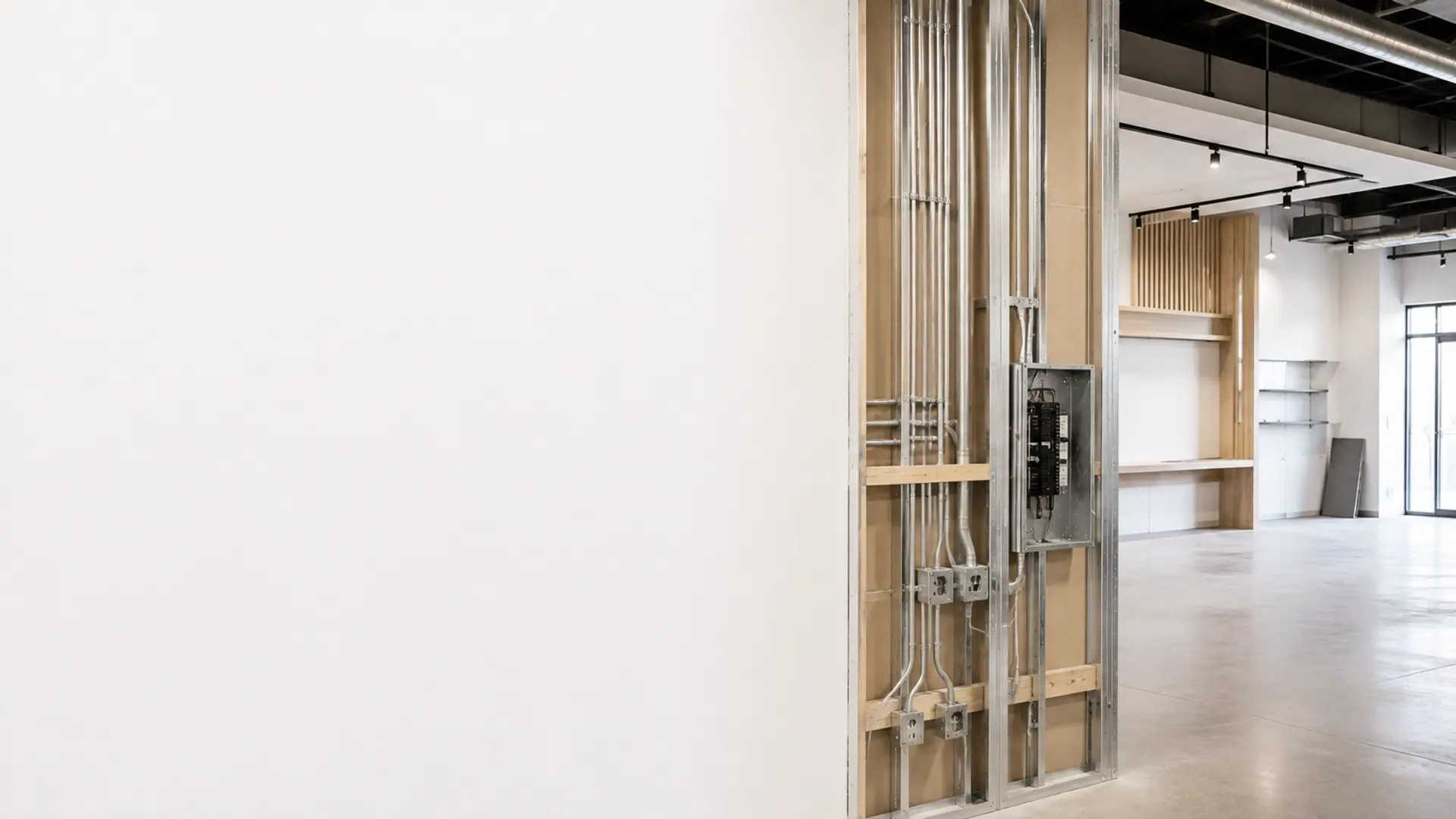 Electrical rough-in work for a commercial retail build-out