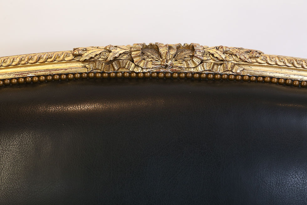 Thumbnail: ANTIQUE BLACK LEATHER SETTEE