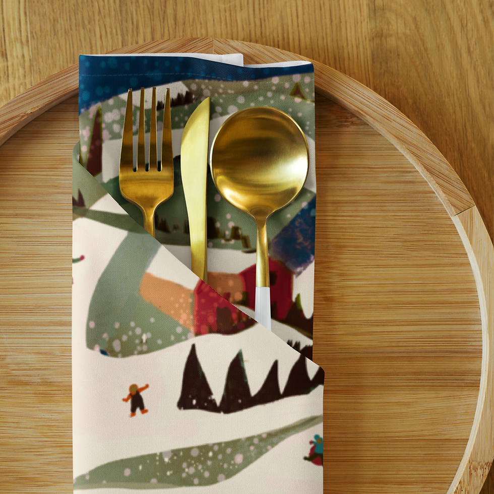 Thumbnail: Ski Town Cloth Napkin Set
