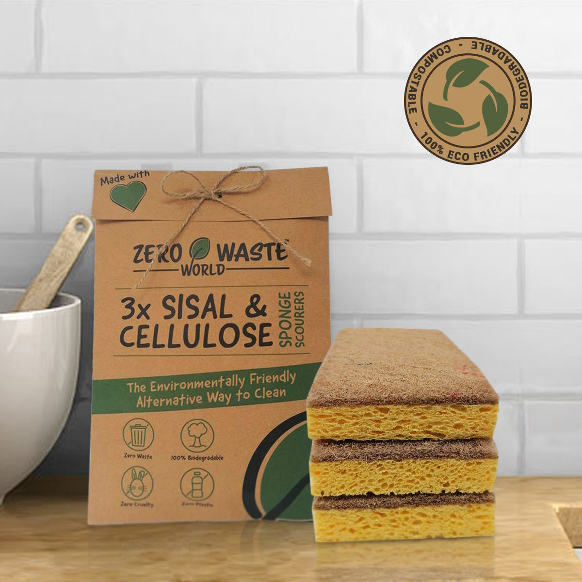 ZERO WASTE  natural sponge-cellulose sponge|eco friendly|sponges kitchen|eco|