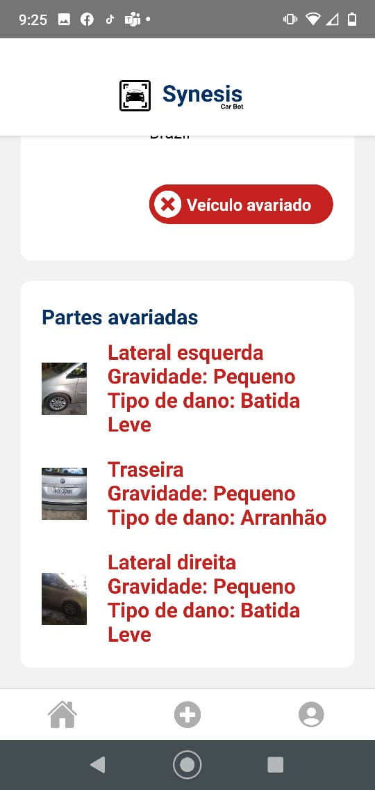 Detalhes sobre as avarias