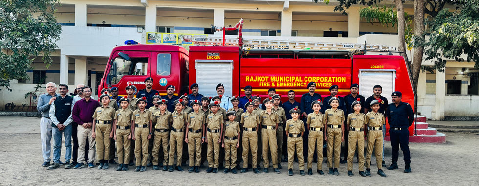 Sainik School students with Fire officers