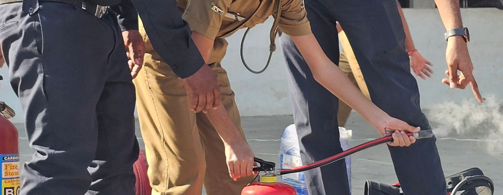 fire officer explaining to students