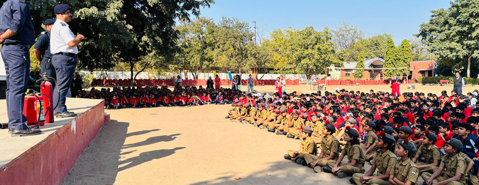 fire officer explaining to students