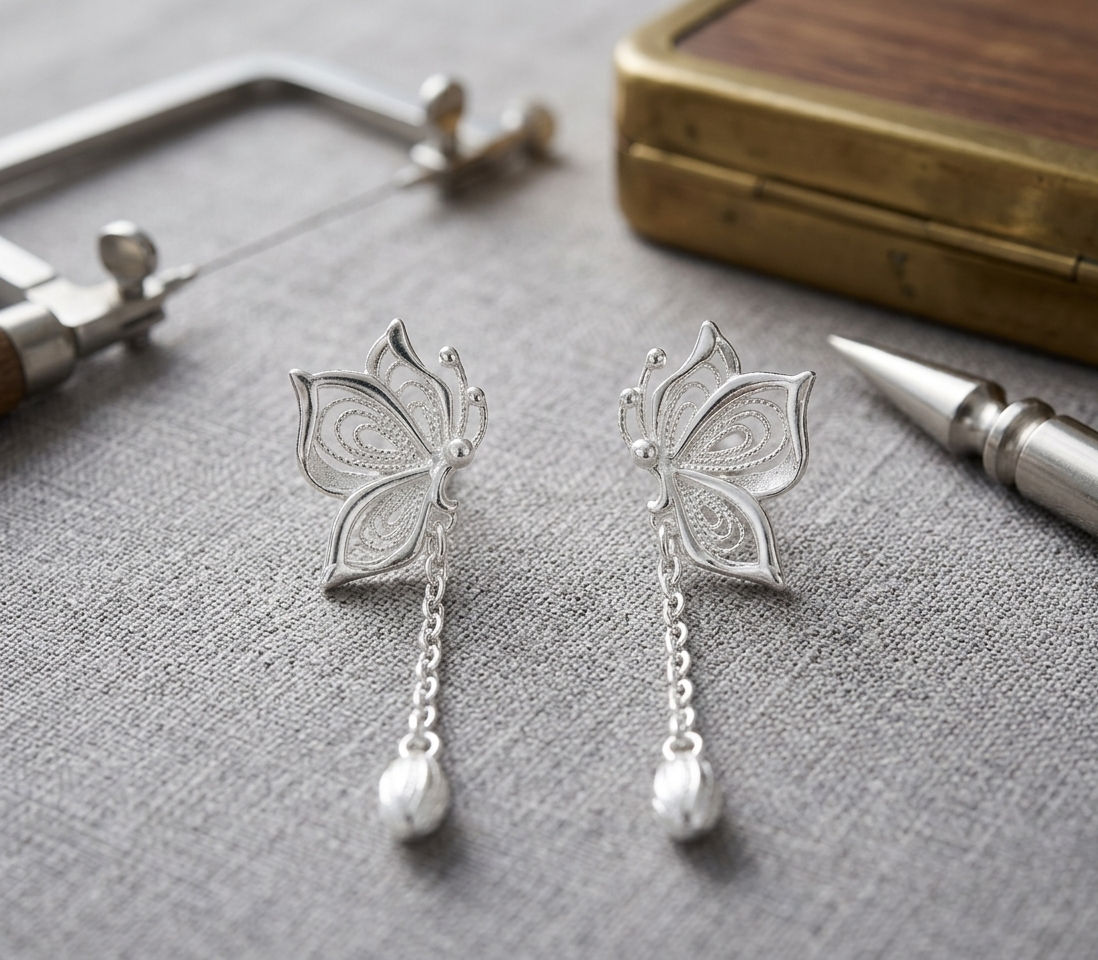 The Filigree Monarch Drop Earrings