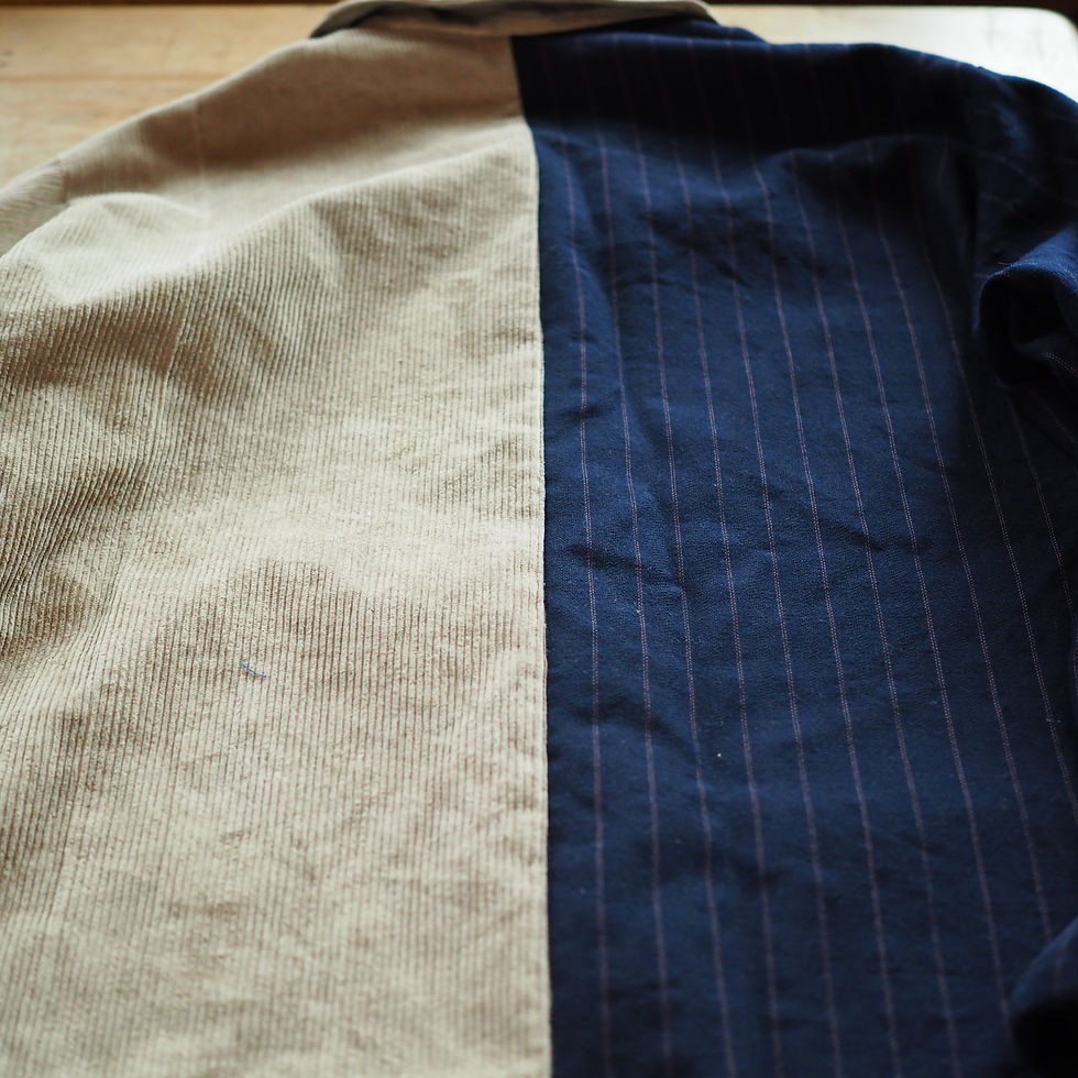 Thumbnail: Pinstripe wool and corduroy coat