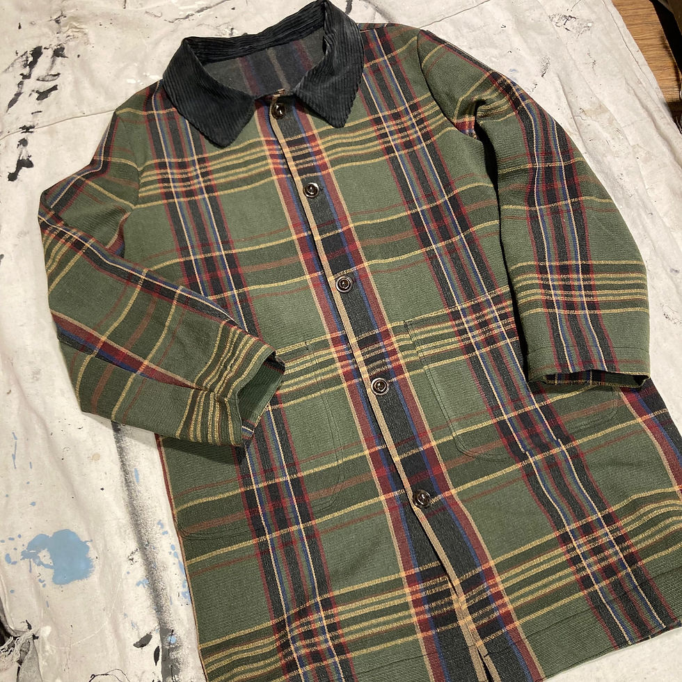 Thumbnail: Long wool tartan coat