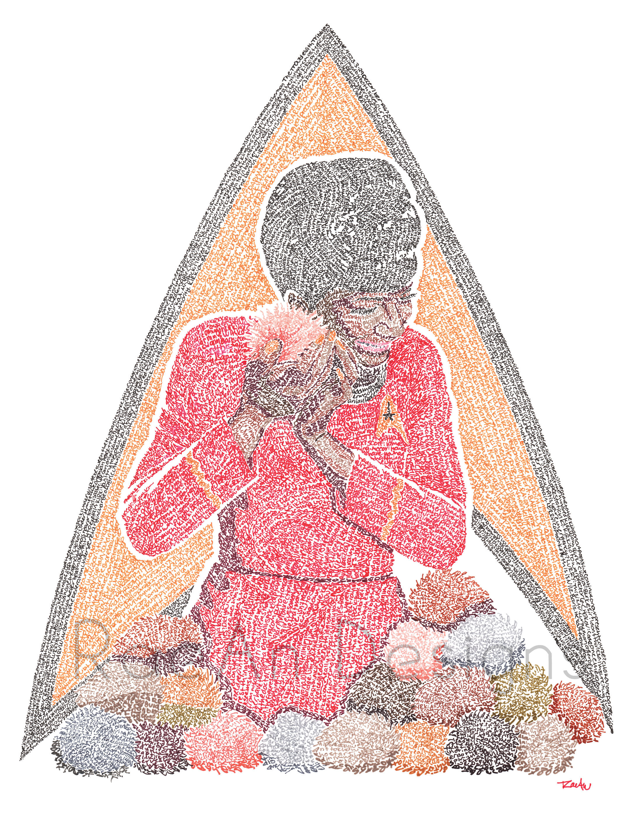 Uhura + Trouble With Tribbles - Star Trek TOS Micrography Print