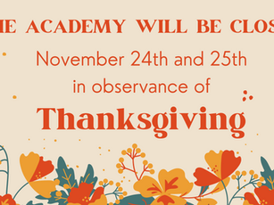 Thanksgiving Schedule