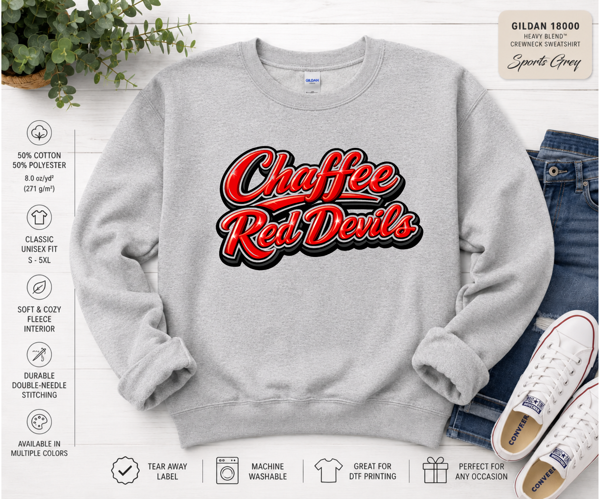 School Spirit Crewneck Chaffee Red Devils