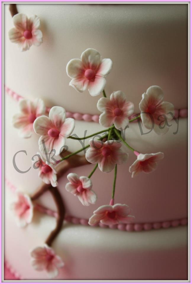 Bruidstaart met rose bloesems