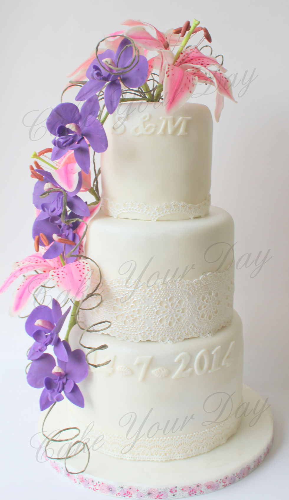 Orchids & Lilly Wedding Cake 2