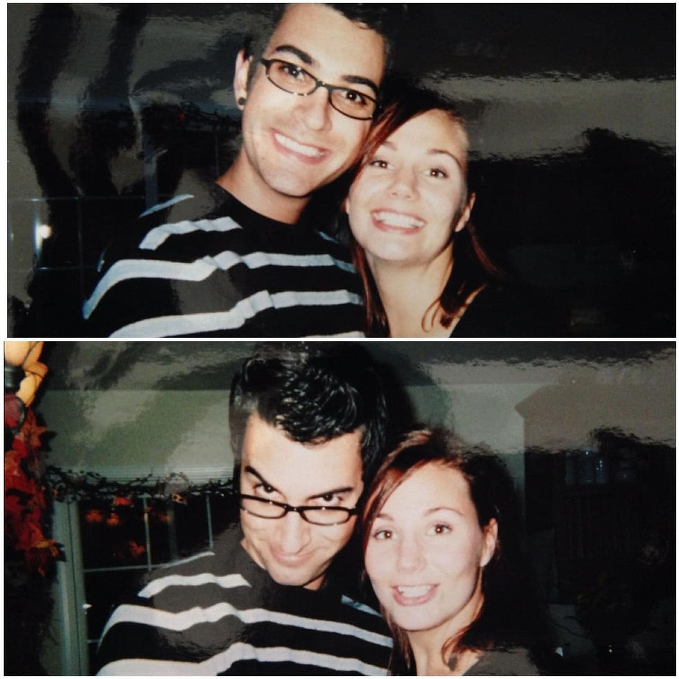 2 photos of Nicole and Justin as young things, taken with an actual camera