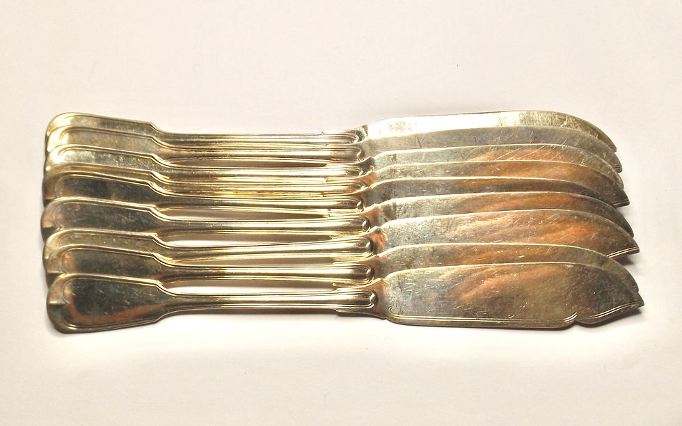 589* 9 x Fischbesteck - Badische Metallwaren Fabrik - versilbert