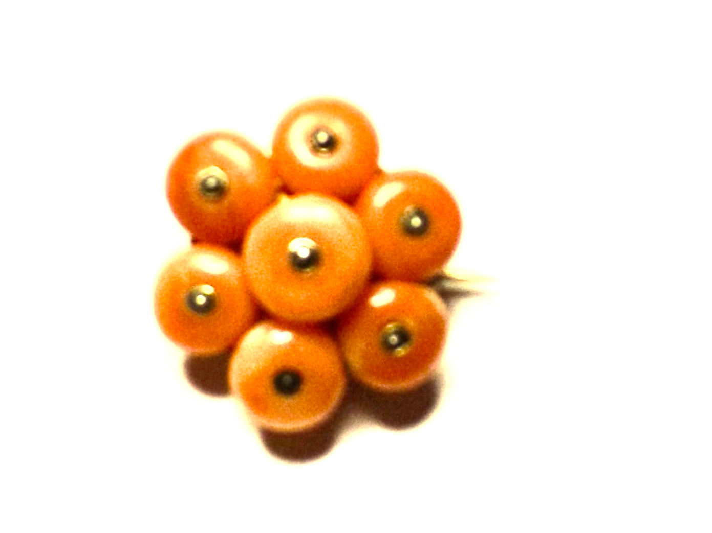 817* Korallen Brosche - rückseitig mit versteckter Dose, Gravur - Gold Montur