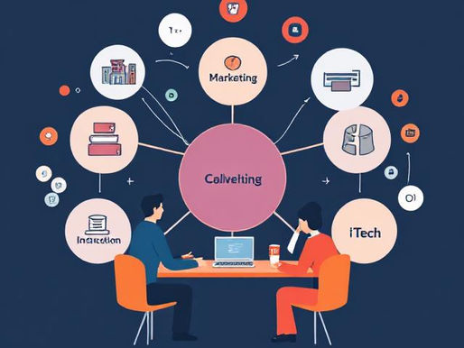 Two professionals discussing cross-functional collaboration strategies visually connected.