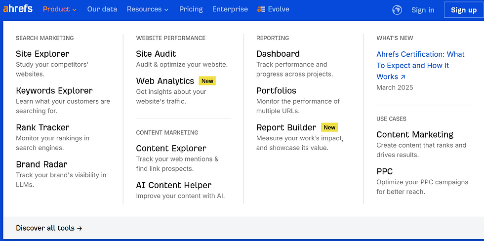 Ahrefs website screenshot