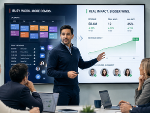 Enterprise pre-sales team measuring revenue impact and technical win rates instead of demo volume