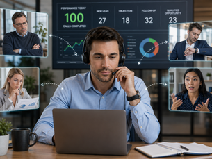 Sales representative demonstrating cognitive flexibility by adapting to different customer personalities during a high-volume 100-call sales day