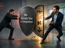 Salesperson using curiosity to handle a “We Already Use a Competitor” objection by uncovering hidden buyer frustrations instead of attacking the competitor.