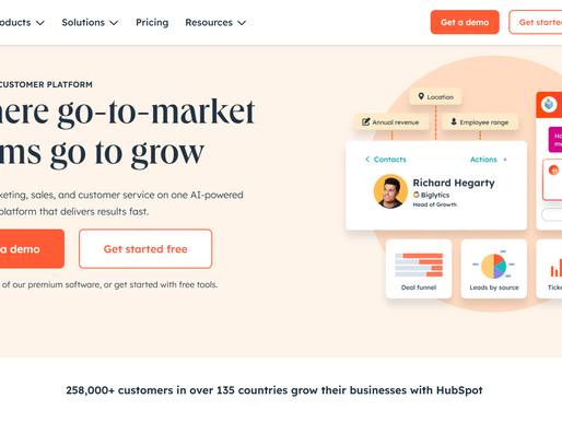 Hubspot website homepage screenshot